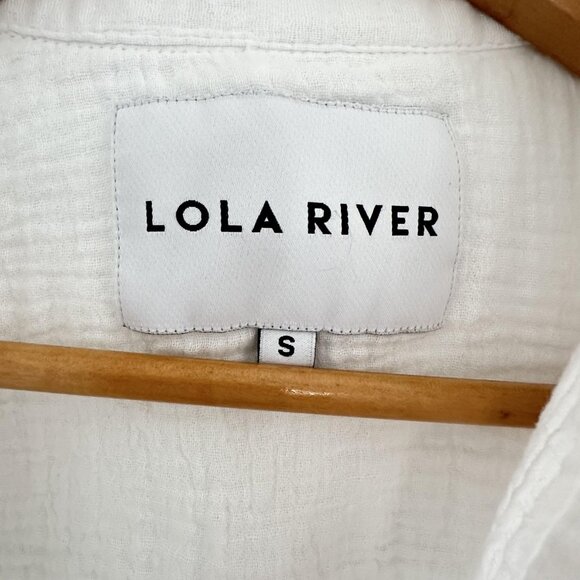 Lola River Shirt Womens S Button Up L/S Double Cloth Gauze Top Pocket Peasant - Picture 4 of 12